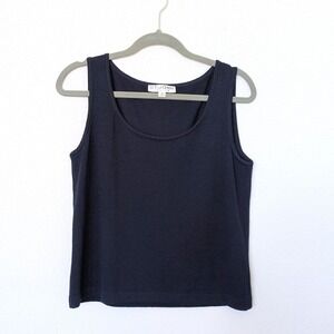 St John Basics Navy Santana Knit Scoop Neck Tank Top Shell Women's Medium USA